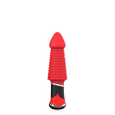 Vibrierender Buttplug in Rot mit Riffeln