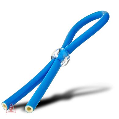 Mit Kugel verstellbare Latex Penisfessel - Blau