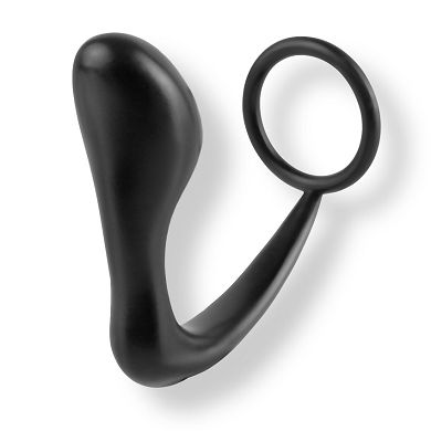 ass-gasm - Silikon Analplug mit Penisring - schwarz