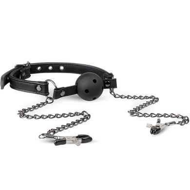 Easytoys Ballknebel mit Nippelklemmen schwarz