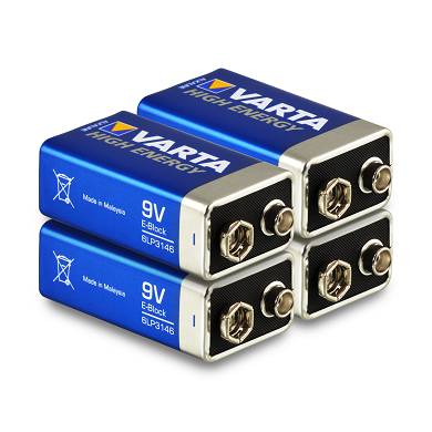 4 x Varta 9V Block High Energy Batterie 6LR61 E-Block Alkaline - 4 Stück