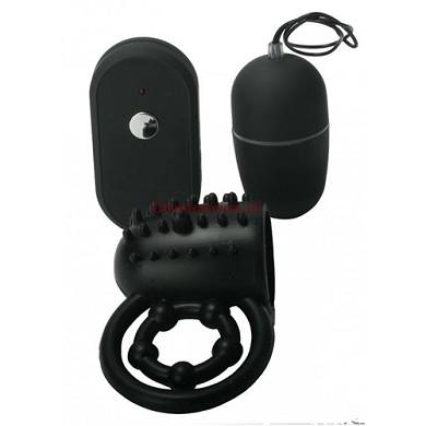 Vibrierender Cockring + Vibrationsei - Schwarz