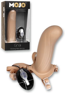 17 x 4,8cm MOJO Ghia Umschnalldildo mit Vibration flesh