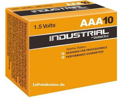 10x Batterie AAA Micro Duracell Industrial Alkaline MN2400-Mini Stilo 10er Box