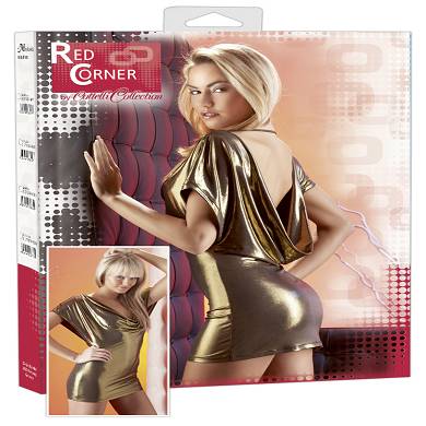 Gold-Minikleid mit Wasserfallausschnitt