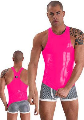 Eros Veneziani Herren Lack-Tanktop in neon pink