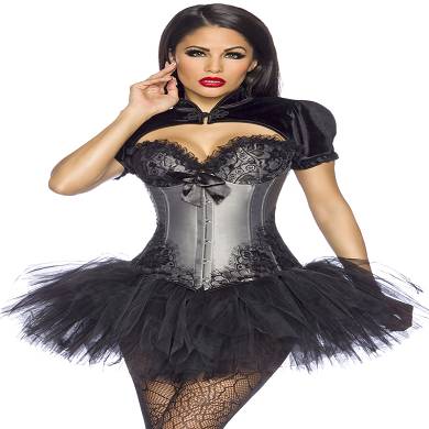 Satin-Corsage mit Spitze