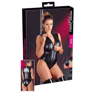 Wetlook Body mit Langem Reiverschluss