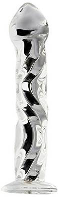 GlassIntimo Glasdildo Kaori schöne Form mit eingearbeitetem Silberglanz 17*3.5cm