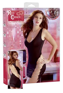 Schwarzes Minikleid mit tiefem Decollet