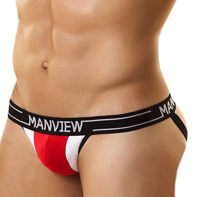 ManView Campus Fraternity Jockstrap Underwear Red/White