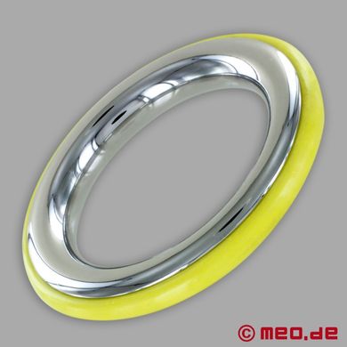CAZZOMEO Edelstahl-Cockring mit gelber Silikon-Einlage