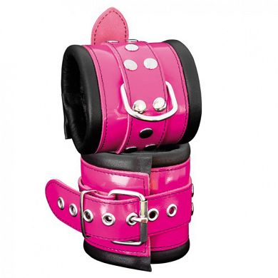 Handfessel breit schwarz/pink
