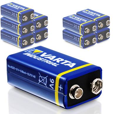 10x Varta 9V Block Batterie 6LR61 550mAh E-Block Alkaline Industrial 10 Stück