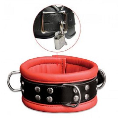 Leder Halsfessel abschließbar in Rot 6,5cm breit