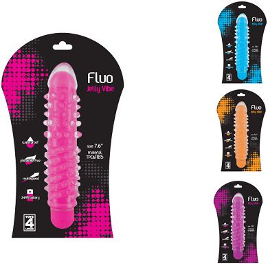 T4L Fluo Jelly Vibrator genoppt, 3 x 19 cm