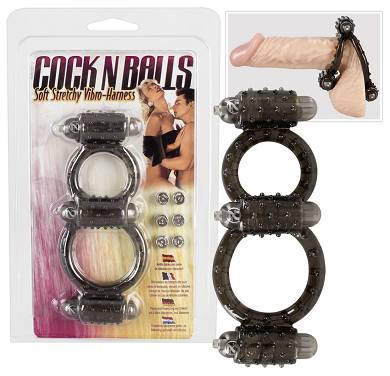 Genoppte Penis/Hodenringe mit Vibro-Eiern