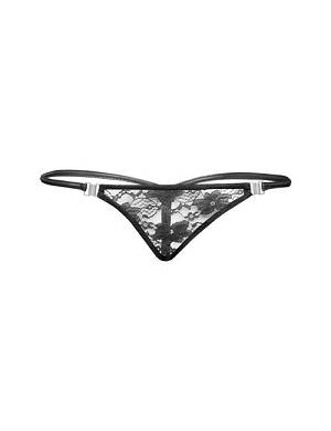 wetlook Panty INVITING schwarz aus Spitze