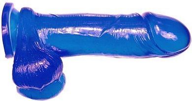 SI IGNITE Thick Cock mit Balls und Saugnapf. 20 cm (8 in). Blau