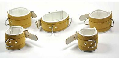 Klinik Leder Fessel-Set - abschliebar BREIT