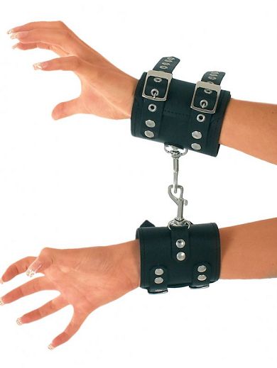 Leder Karabiner Handfessel mit Doppelschliee