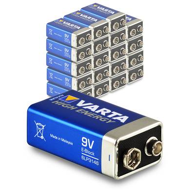 20 x Varta 9V Block High Energy Batterie 6LR61 E-Block Alkaline - 20 Stück