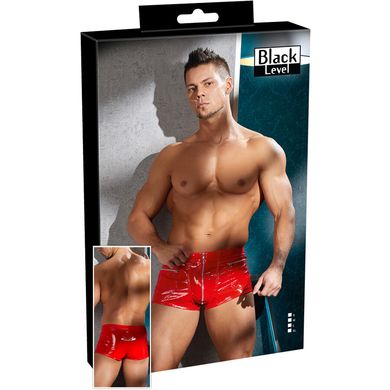 Herren Lack-Hose mit Zip Black Level rot