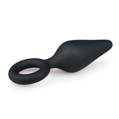 Schwarzer Buttplug mit Zugring - Gro