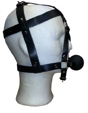 Bondage Harness Leder Mund Knebel extrem mit Ball - Ball Knebel Harness