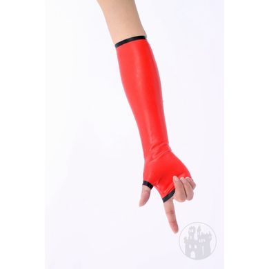 Fingerlose Ellenbogen Handschuhe mit Kontraststreifen aus Latex
