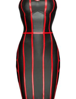 schwarzes Kleid TABOO mit roten Bndern