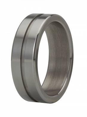 Cockring Penisring Edelstahl mit Rille 15 mm breit
