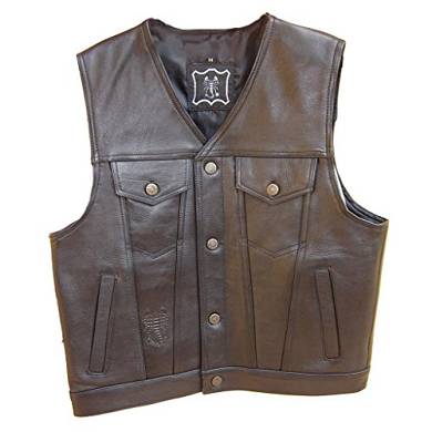 Skorpion Six Pocket Lederweste im Jeansjacken-Stil. Rocker-. Biker-. Motorradfahrerweste.