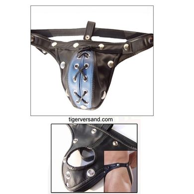 XLeathers Lederjock blau geschnürt
