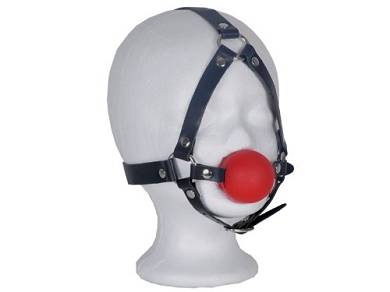 Harness Mund-Knebel mit Ball rot (MundKnebel Ballknebel Bondage Ballgag)