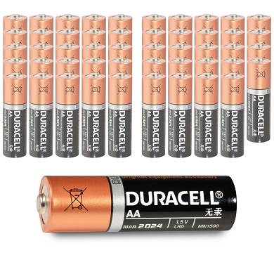 50x Duracell AA Alkaline Mignon Batterie LR6 MN1500 UM3 - 2850mAh 1,5V - 50 Stk