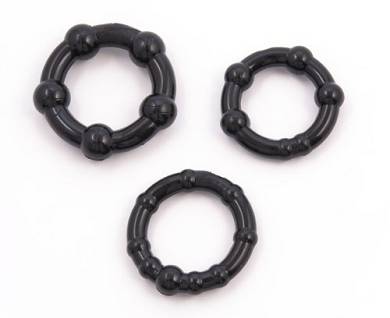 Sexy-Elements – se00015 - 3 Stück schwarze dehnbare Penisringe