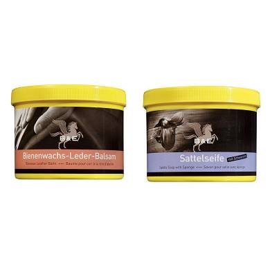 B & E Leder Pflege 2 x 500 ml - Bienenwachs Lederpflege Balsam + Sattelseife
