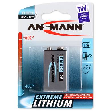 1x ANSMANN Extreme Lithium Batterie 9V-Block E 9Volt, 6LF22 5021023