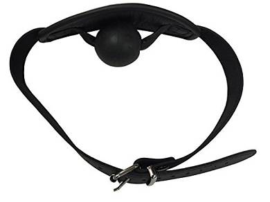 Bondage echt Leder Mund Knebel mit Innen Knebel Ball in 40mm schwarz