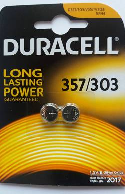 2 Duracell Knopfzellen 357 / 303 (D357 - SR44W - K576) Batterien 1,5 Volt
