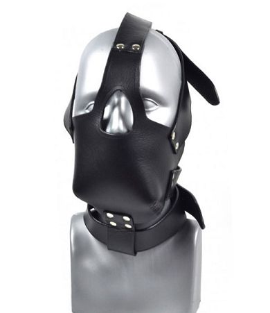 Leder Maulkorb mit Halsband DELUXE