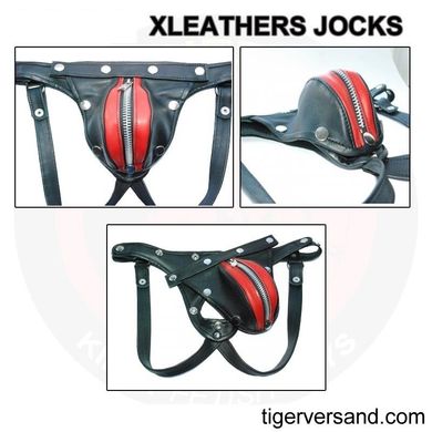 XLeathers Lederjock Schwarz-Rot mit Rei?verschluss