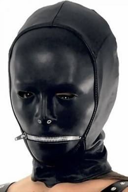 Masken Leder - Ledermaske vorgeformt. Zipper am Mund Farbe Rot