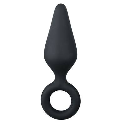 Schwarzer Buttplug mit Zugring - Gro