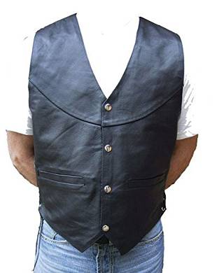 Bangla 1702 Herren Lederweste Weste Schnürung Schwarz Rindsleder glatt XXS - 7 XL