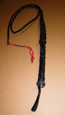 Lederpeitsche Peitsche ca.195 cm schwarz Lederriemen Geißel Ziemer bullwhip