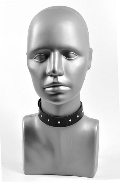 Leder Halsband - 24mm - schwarz KRISTALL