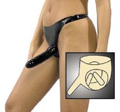 Latex Damen-Slip mit 3-fach Penis S-L