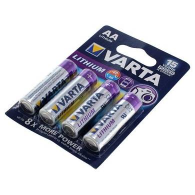 4 Stck. Varta LITHIUM Batterien Typ Mignon AA, 1,5 V Modell 6106 2900mAh Blister